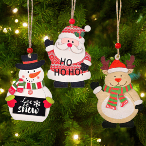 Christmas Pendant Xmas Tree Decorations Hanging Wooden DIY Ornaments Santa Claus Snowman Party Kids Toys Gift Xmas