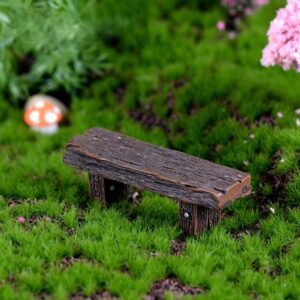 Long Wood Bench Miniature Figurine Fairy Garden Micro Landscape DIY Accessories Moss Decoration Resin