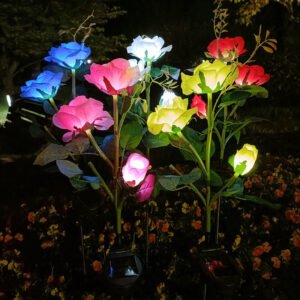 Hot Selling IP65 LED Solar Simulation Rose Flower Light for Outdoor Garden Landscape Decoration