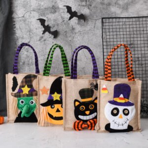 New Halloween Gift Jute Candy Tote Bag Halloween Pumpkin Decoration Gift Bag