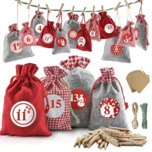 Christmas Party Favor Bags 11.8 Inch Drawstring Backpacks for Wrapping Holiday Presents Gifts Cookies Treats Xmas Decorations