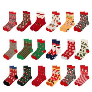 Wholesale custom design Christmas snowman Santa Claus Tree polar bear snow cart reindeer crew unisex funny socks