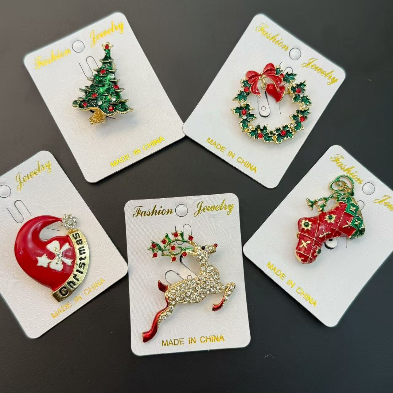 New Arrival Christmas Gifts Cute Cartoon Designs Santa Claus Sets Metal Enamel Pins Hat Lapel Pins - Image 3
