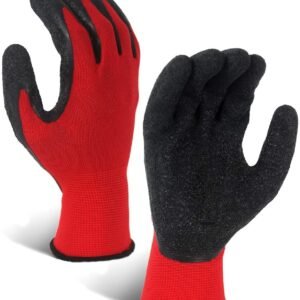 Construction Polyester 13G Latex Rubber Coated Red and Black Work Protective Gloves With Latex Coating